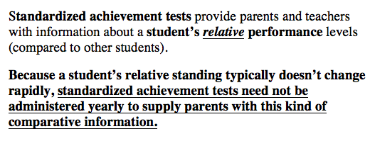 It was never appropriate to mandate yearly standardized tests under the pretense that it was for the good of the student and was to better inform the parent.